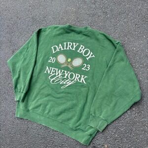 Dairy Boy Green Tennis Embroidered Crewneck Sweatshirt New York City 2023